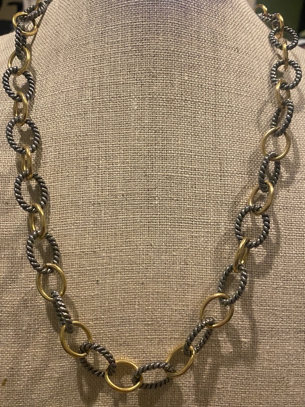 Two-Tone Gold and Silver Link Necklace - Women Jewelry